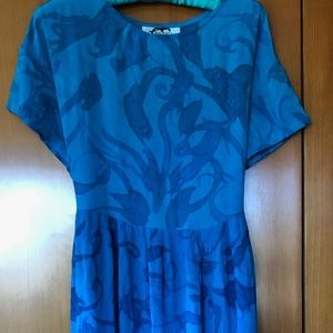 Hand-painted Silk dress - Med-Large beautiful blue